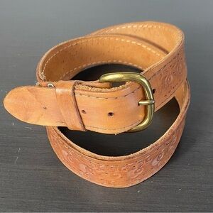 Vintage Brown Leather Handmade Tooled Western/Southwestern Belt